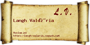 Langh Valéria névjegykártya